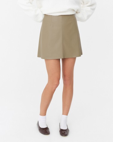 Хакі спідниця-трапеція зі штучної шкіри FASHIONISTA