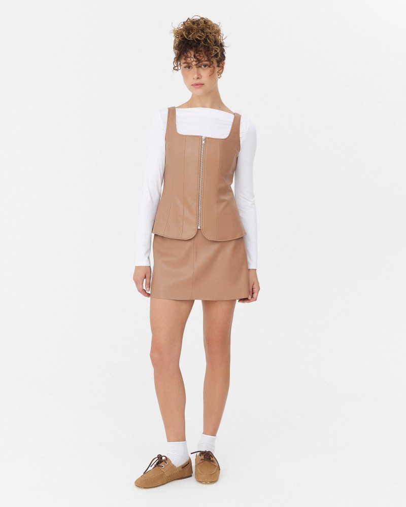 Пісочна спідниця-трапеція зі штучної шкіри FASHIONISTA