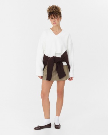 Хакі спідниця-трапеція зі штучної шкіри FASHIONISTA