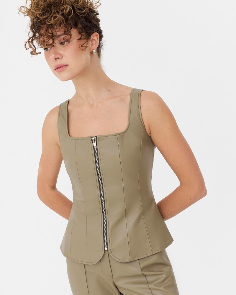 Хакі корсет зі штучної шкіри FASHIONISTA