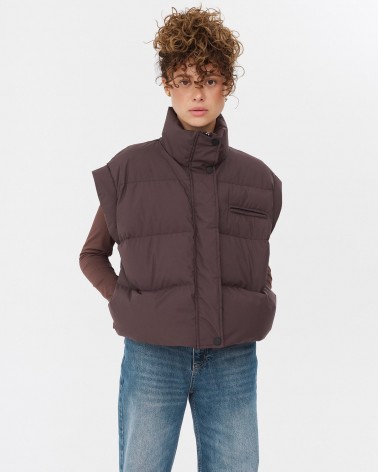 Шоколадний стьобаний верхній жилет FASHIONISTA