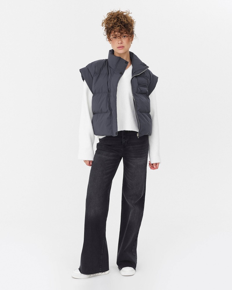 Сірий стьобаний верхній жилет FASHIONISTA