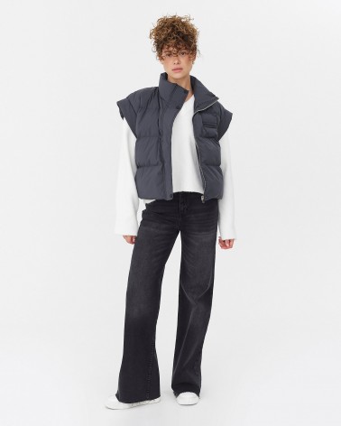 Сірий стьобаний верхній жилет FASHIONISTA