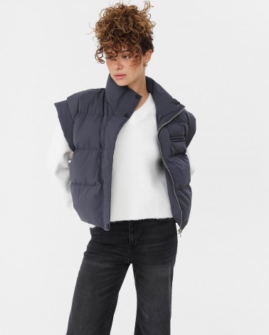 Сірий стьобаний верхній жилет FASHIONISTA