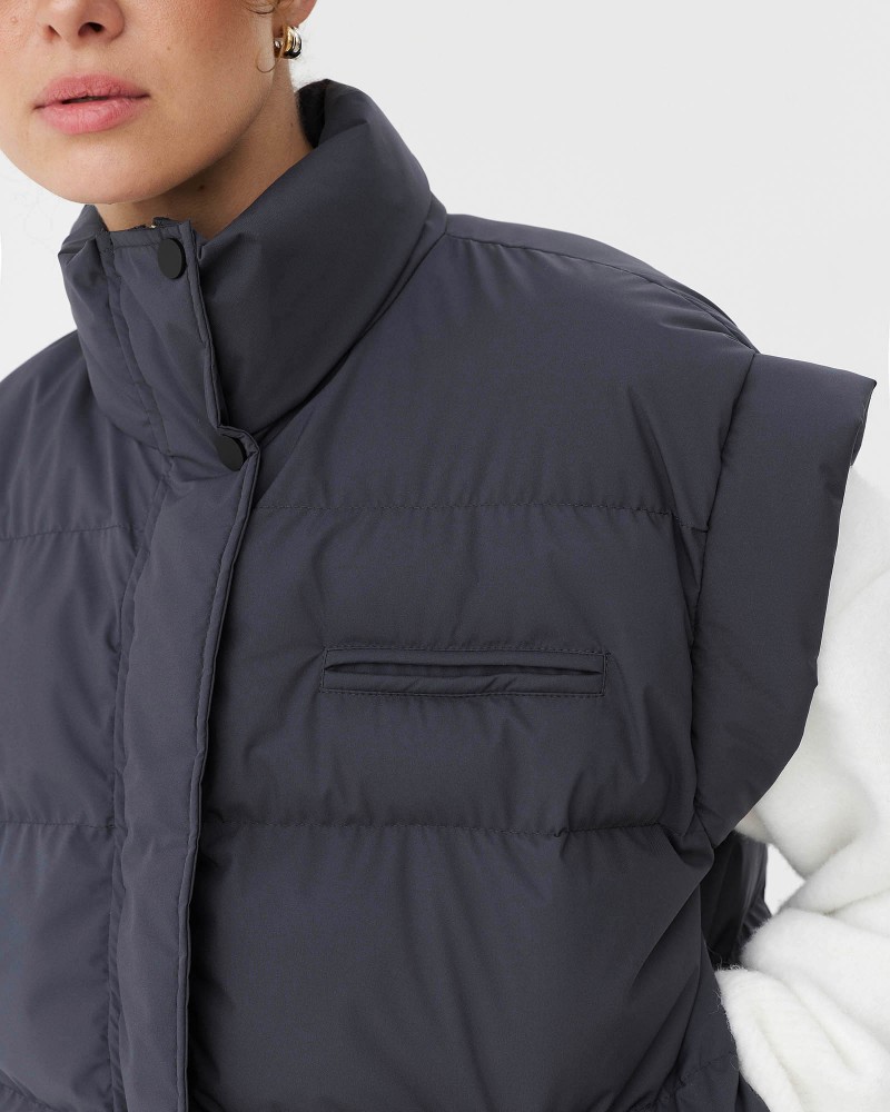 Сірий стьобаний верхній жилет FASHIONISTA