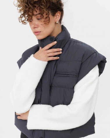 Сірий стьобаний верхній жилет FASHIONISTA