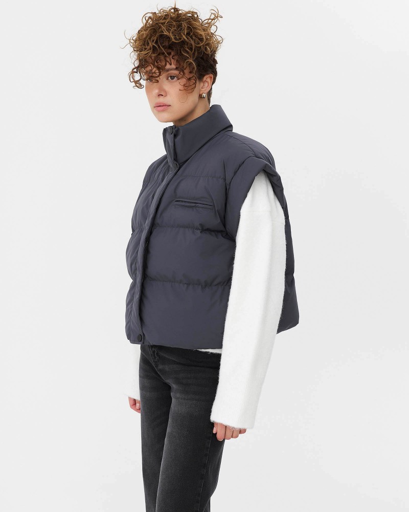 Сірий стьобаний верхній жилет FASHIONISTA