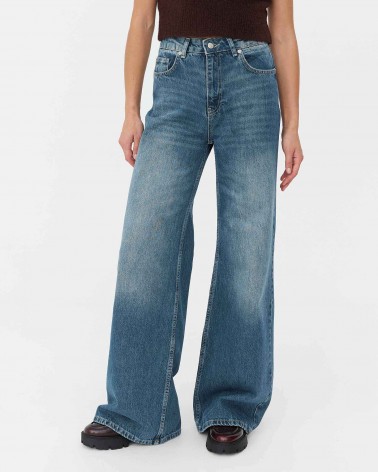 Сині джинси прямого крою з потертостями FASHIONISTA