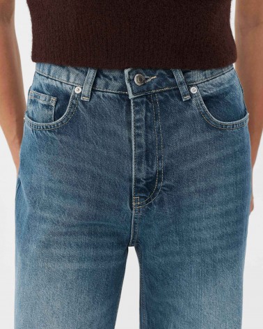 Сині джинси прямого крою з потертостями FASHIONISTA