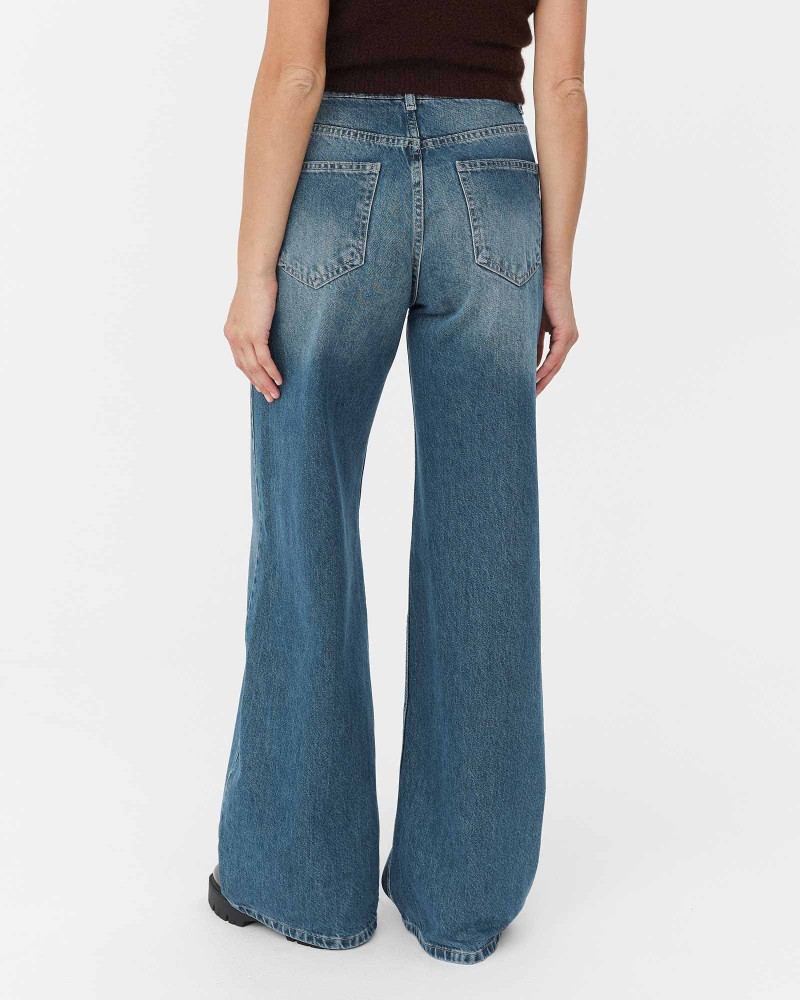 Сині джинси прямого крою з потертостями FASHIONISTA