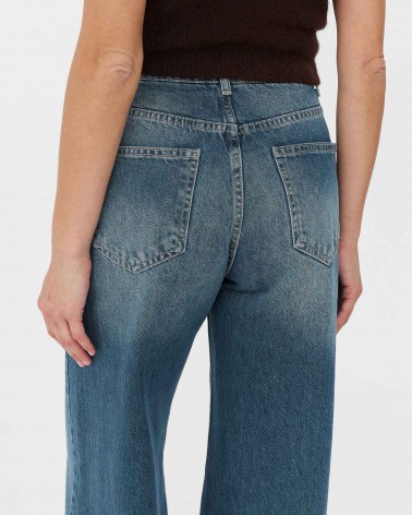 Сині джинси прямого крою з потертостями FASHIONISTA