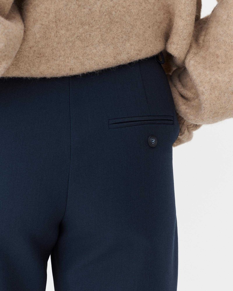 Сині штани прямого крою з декоративними швами FASHIONISTA