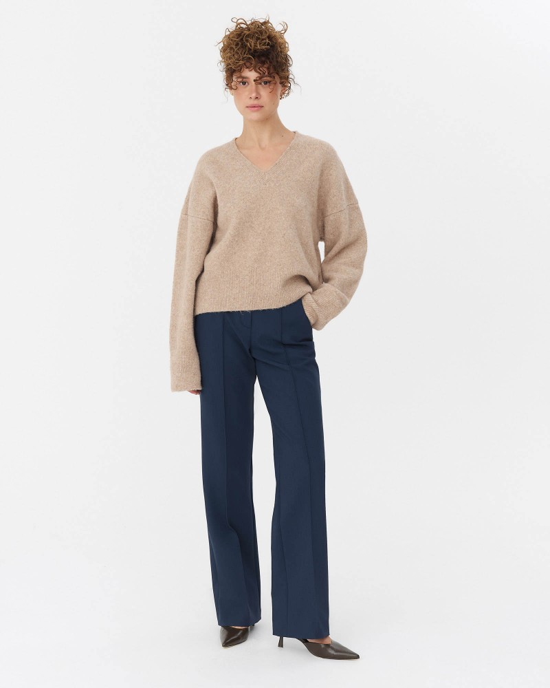 Сині штани прямого крою з декоративними швами FASHIONISTA