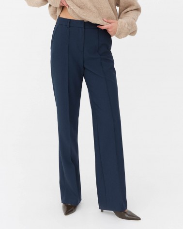 Сині штани прямого крою з декоративними швами FASHIONISTA