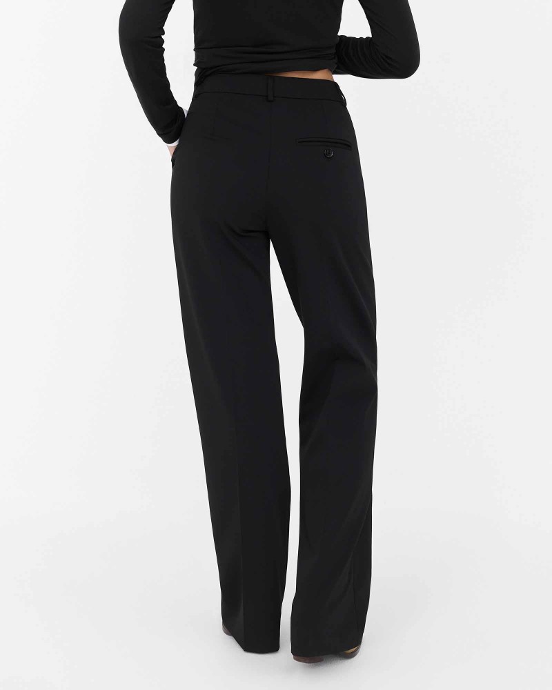 Чорні штани прямого крою з декоративними швами FASHIONISTA