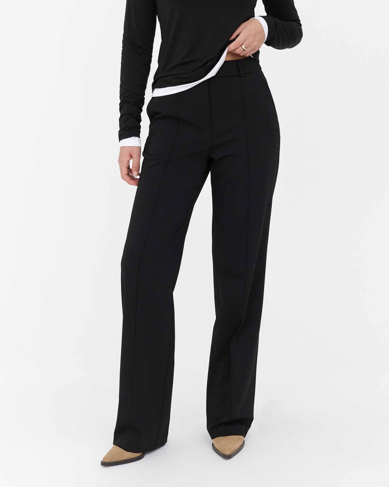 Чорні штани прямого крою з декоративними швами FASHIONISTA