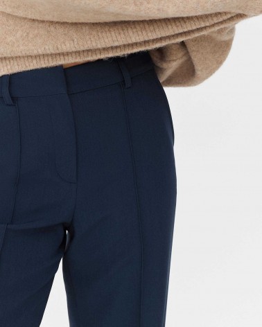 Сині штани прямого крою з декоративними швами FASHIONISTA