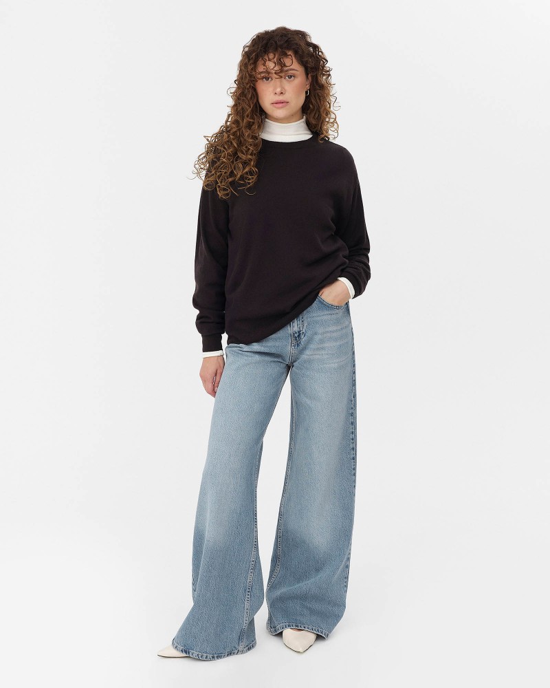 Блакитні джинси з широкими штанинами та потертостями FASHIONISTA