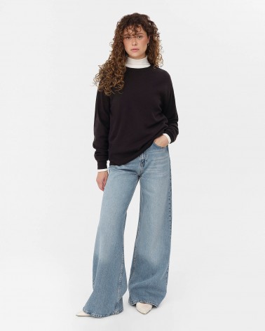 Блакитні джинси з широкими штанинами та потертостями FASHIONISTA