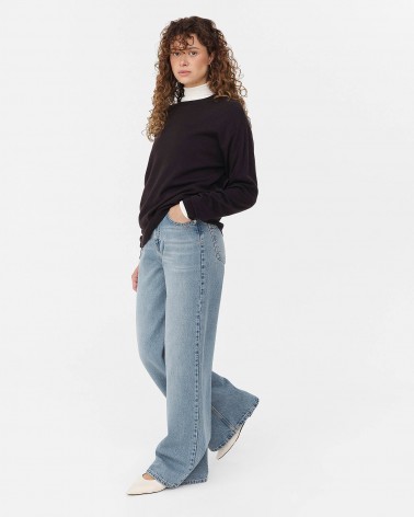 Блакитні джинси з широкими штанинами та потертостями FASHIONISTA