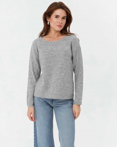 Сірий джемпер з комбінованою в'язкою FASHIONISTA