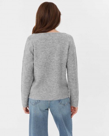 Сірий джемпер з комбінованою в'язкою FASHIONISTA