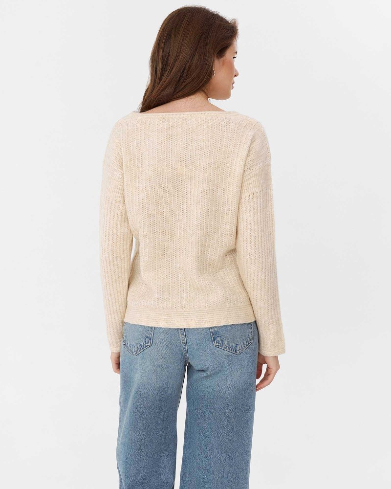 Світло-бежевий джемпер з комбінованою в'язкою FASHIONISTA