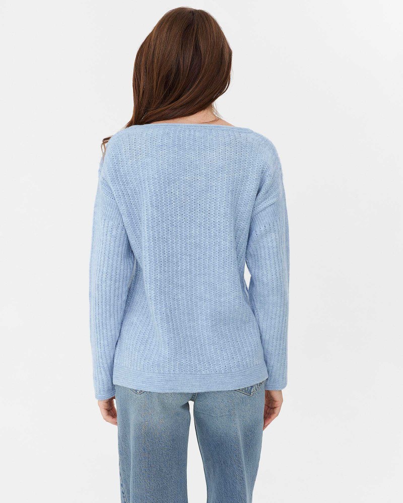 Блакитний джемпер з комбінованою в'язкою FASHIONISTA