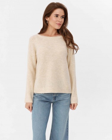 Світло-бежевий джемпер з комбінованою в'язкою FASHIONISTA