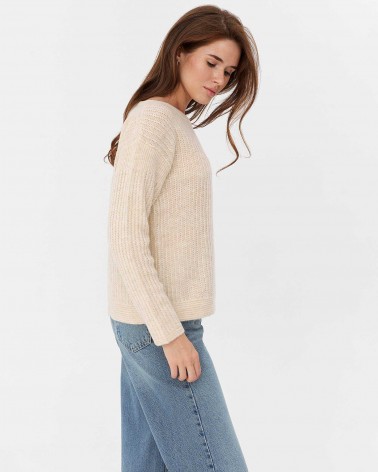 Світло-бежевий джемпер з комбінованою в'язкою FASHIONISTA