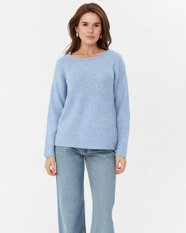 Блакитний джемпер з комбінованою в'язкою FASHIONISTA