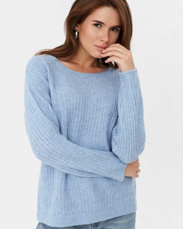 Блакитний джемпер з комбінованою в'язкою FASHIONISTA