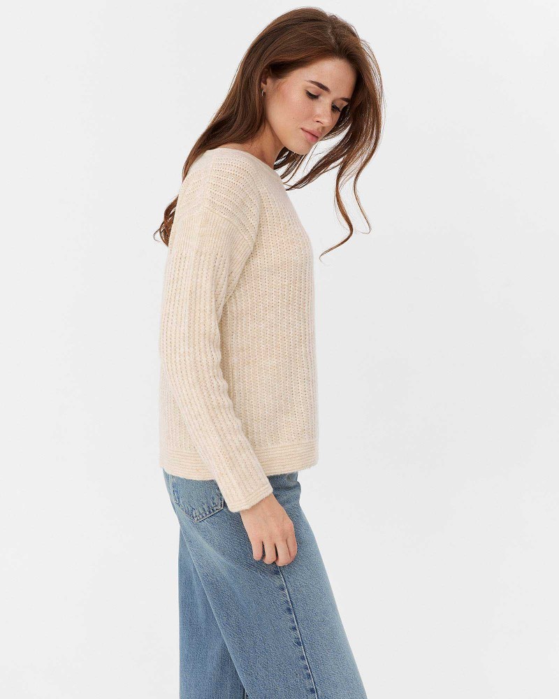 Світло-бежевий джемпер з комбінованою в'язкою FASHIONISTA
