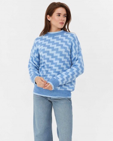 Блакитний джемпер з геометричним принтом FASHIONISTA