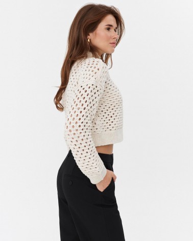 Молочний джемпер вкорочений з перфорацією FASHIONISTA
