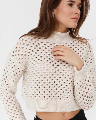 Молочний джемпер вкорочений з перфорацією FASHIONISTA