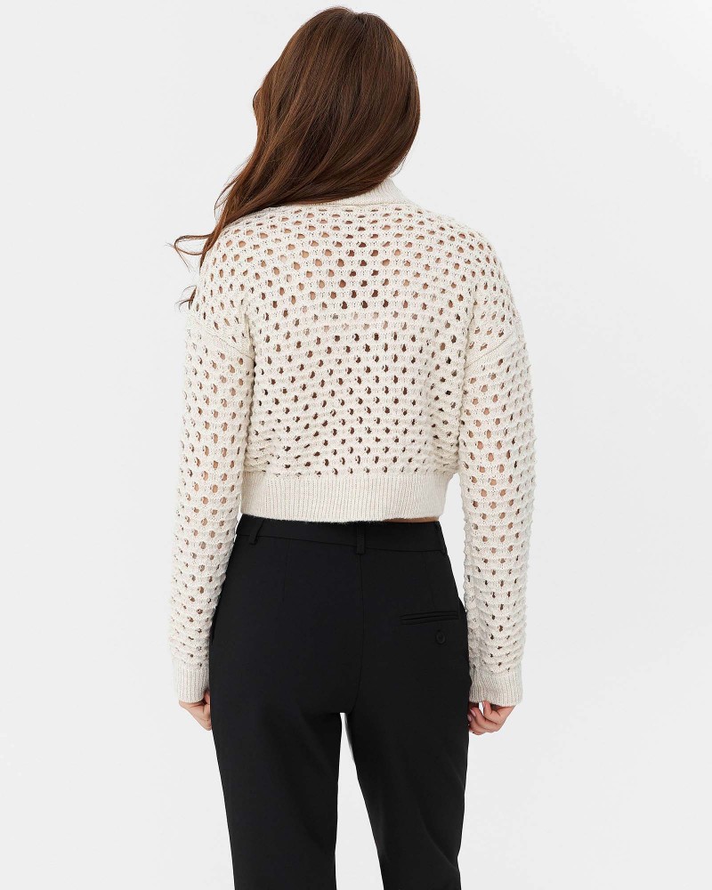 Молочний джемпер вкорочений з перфорацією FASHIONISTA