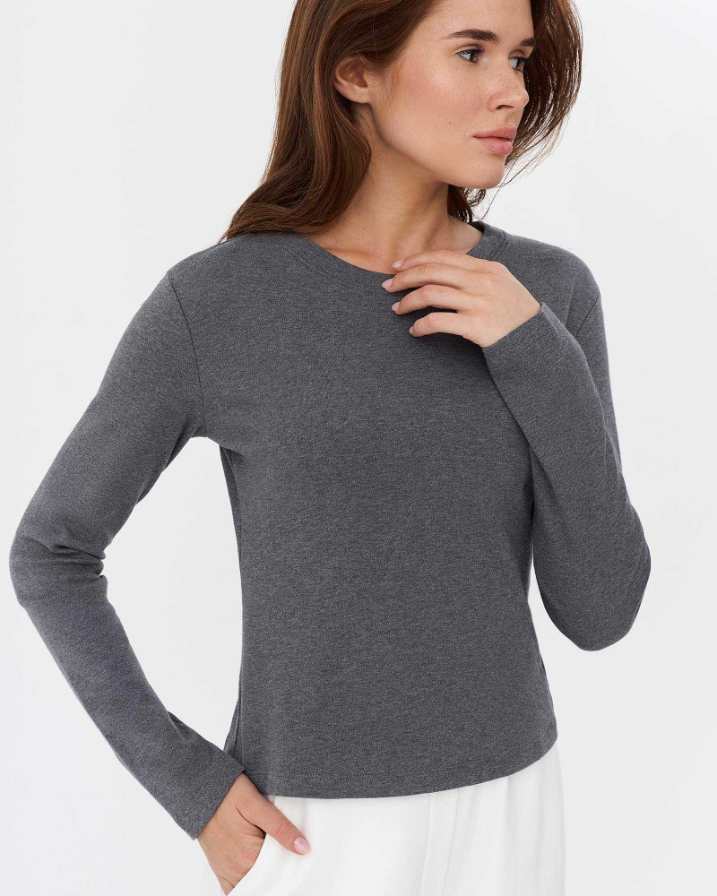 Лонгслів однотонний від FASHIONISTA темно-сірий Лонгслів однотонний від FASHIONISTA темно-сірий