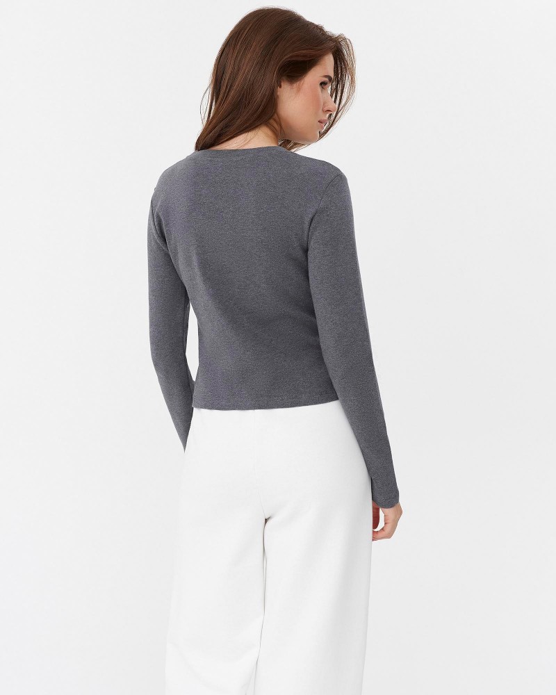 Лонгслів однотонний від FASHIONISTA темно-сірий Лонгслів однотонний від FASHIONISTA темно-сірий