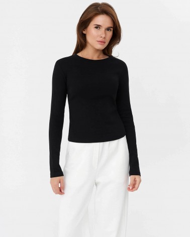 Лонгслів однотонний від FASHIONISTA  чорний