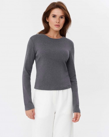 Лонгслів однотонний від FASHIONISTA темно-сірий