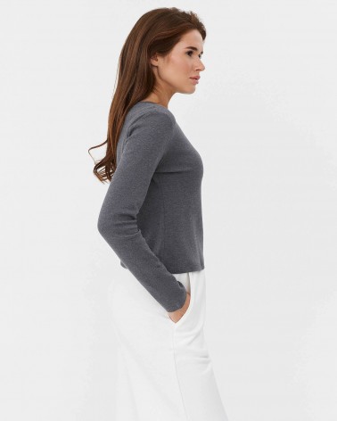 Лонгслів однотонний від FASHIONISTA темно-сірий