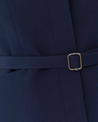 Синій жилет приталеного крою з поясом FASHIONISTA