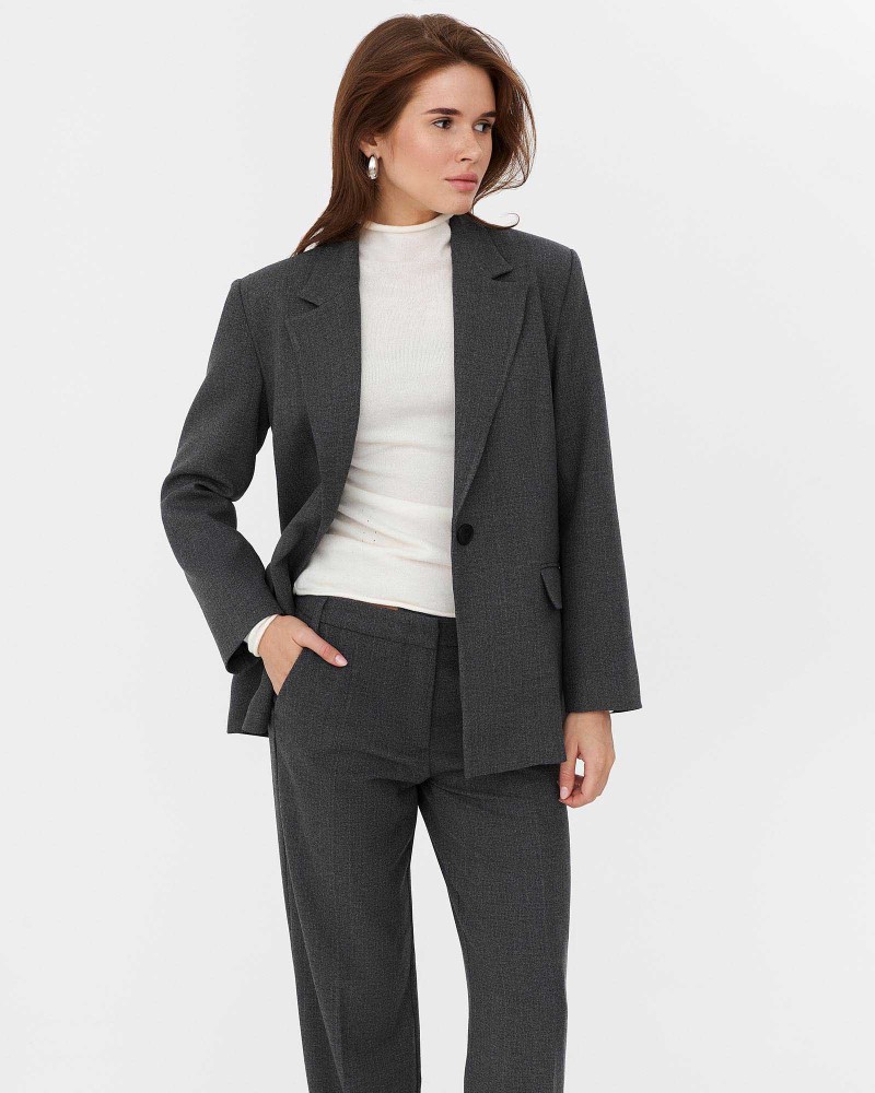 Сірий піджак прямого крою FASHIONISTA