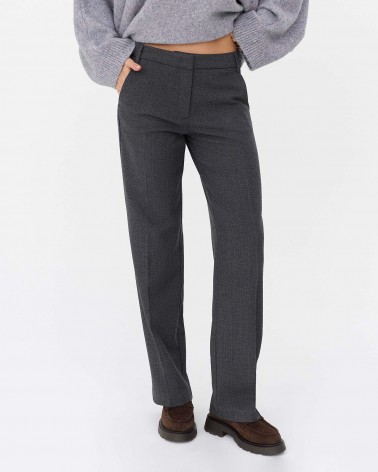 Сірі штани прямого крою в смужку FASHIONISTA