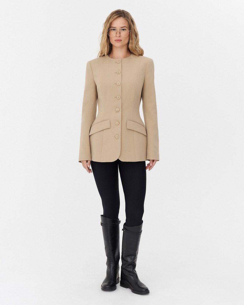 Бежевий жакет приталеного крою FASHIONISTA