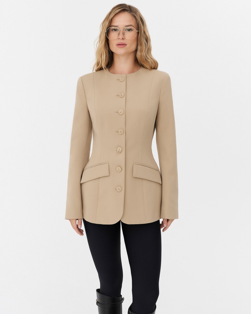 Бежевий жакет приталеного крою FASHIONISTA