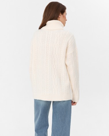 Светр з комбінованою в'язкою від FASHIONISTA молочний