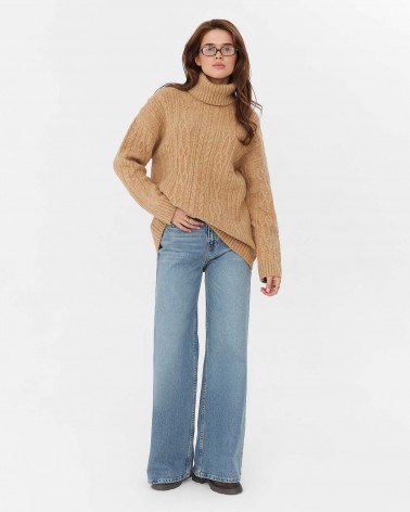 Светр з комбінованою в'язкою від FASHIONISTA пісочний