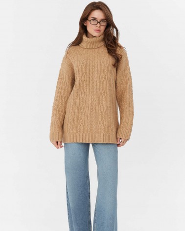 Светр з комбінованою в'язкою від FASHIONISTA пісочний